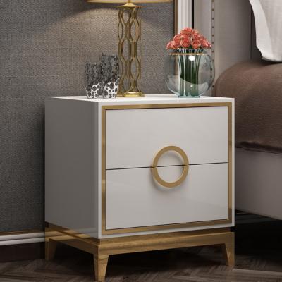 China Customized modern design living room nightstand bedside table white luxury wood wooden bedside table for sale