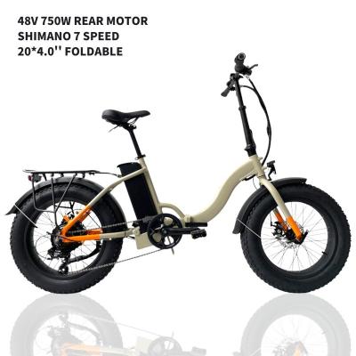 China Aluminum alloy ebike 48v lithium battery fat tire electric bicycle 20 inch 48v 750w folding 7 speed LED light offroad electric bike foldable for sale