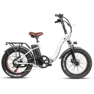 China Aluminum Alloy 48V 750W Disc Brake Folding White Black Fat Tire Mountain Adult E Bike for sale