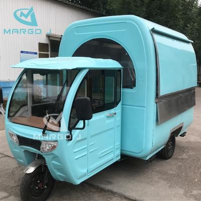 China 2021 factory hot sale vegetable processing tricycle food truck trailer mobile kitchen selling cart for sale for sale