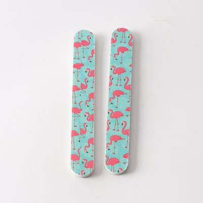 China Eco-friendly Wholesale Professional Flamingo Printing Two Sides Emery Nail Folder With Plastic Box for sale