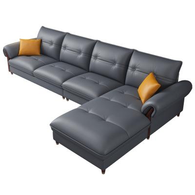 China (Height)Adjustable Height Apartment Leather Sofa Three Seat Living Room Minimalist Leather Corner Sofa for sale