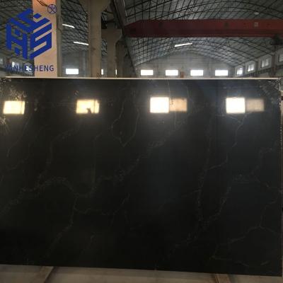 China Kitchen Countertop Seamless Joint White Marble Black Resin Design Slab 12mm White Artificial Stone Sheet for sale