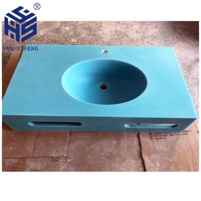 China 2021blue Design Basin Bathroom Basin Design Wash Basins Artificial Stone Kitchen Sink Easy Clean for sale