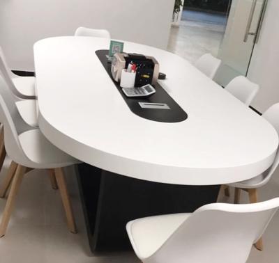 China Hot Sale Design Convertible Meeting Table Conference Room Table White Marble Stone Used Round Meeting Table for sale