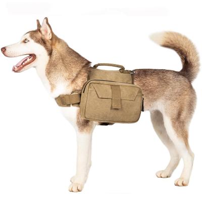 China Viable Wholesale Outdoor Hiking Military Travel Dog Backpack Pet Harness Dog Saddle Bag for sale