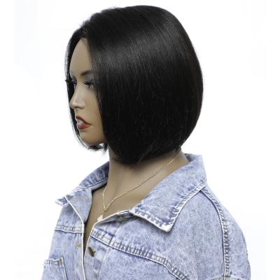 China Factory Double Wig Bob Style Wig Full Cuticle Short Straight Natural Virgin Hair Pulled Machine Made Good Quality Hair Wigs Ladies Hair Wigs for sale