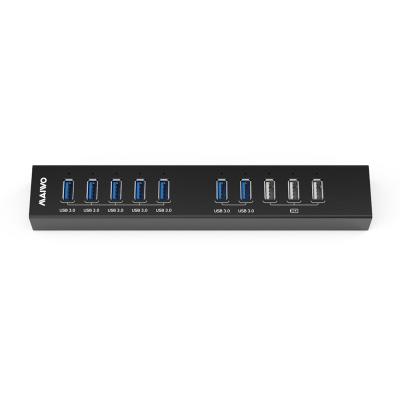 China Aluminum shell for good heat dissipation MAIWO USB A aluminum hub with 10 USB A ports for data transmission and charging from 3 since 1.2 charging port at max 2.4A for sale