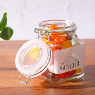 China Food China Factory 100ml Square Glass Jar For Food Storage Spice Glass Jar With Airtight Glass Lid for sale