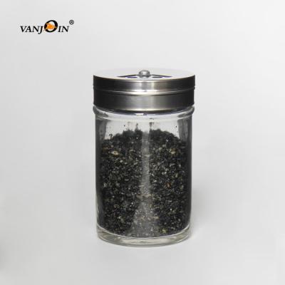 China Viable 90ml 3oz Mini Small Cylinder Glass Salt Jar Black Pepper Spice Jar Pepper Shakers With Metal Lid for sale