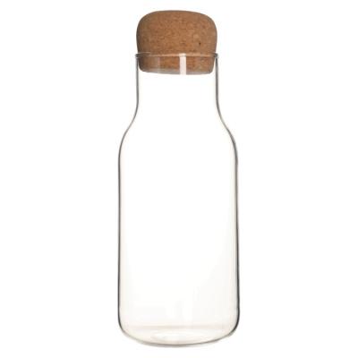 China Beverage High Boron Silicon 700ml Glass Beverage Bottles With Wooden Stopper for sale