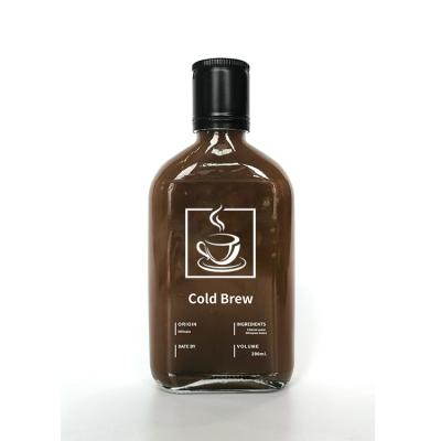 China Cold Brew Coffee Cheap Price 200ml Flat Glass Cold Brew Coffee Bottles With Cap For Coffee Drinks for sale