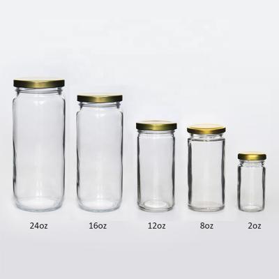 China Straight Side 8oz 16oz 24oz Flint Glass Round Bubble Tea Wide Mouth Beverage Glass Boba Tea Bottle Jar for sale