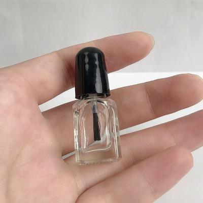 China Eco-friendly 3ml Smallest Size Empty Nail Polish Bottles Square Clear Glass Bottle With Brush And Cap for sale