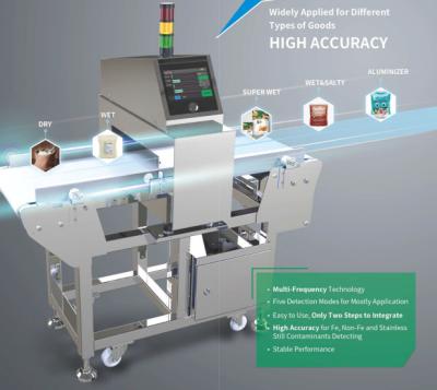 China Mehrfachfrequenz-Metalldetektor für Lebensmittelhersteller Förderer Metalldetektor Touchscreen zu verkaufen