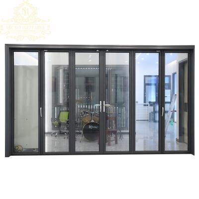 China Heat Insulation Factory Price Customize Glass Door Heavy Duty Aluminum Patio Hurricane Proof Folding Glass Doors For House for sale