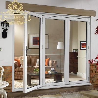 China Good Market Good Heat Insulation Folding Door PVC Frame Heavy Duty Aluminum Interior Exterior Bi Fold Doors Glass Folding Doors for sale