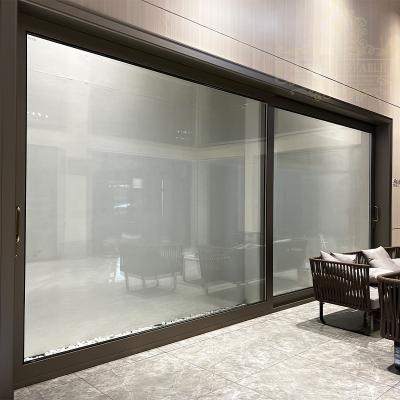 China Heat Insulation Wholesale Price Dust Coated Aluminum Slide Door Soundproof Balcony Patio Frame Double Glass Plate Door for sale