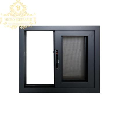 China Magnetic Manufacturing Professional Sliding Window Design Double Glazed Tempered Glass Updraft Break Aluminum Sliding Windows for sale