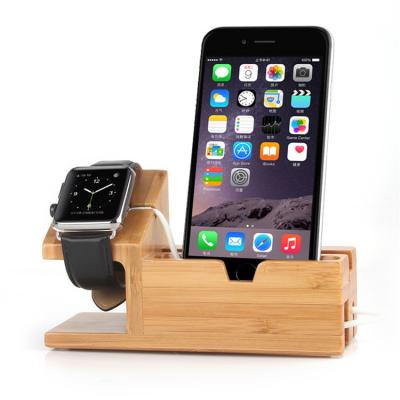 China Multi Use Wooden Cell Phone Dock Desk Organizer, Wooden&Bamboo Display Dock Holder Cell Phone Charging Stand For Watches for sale