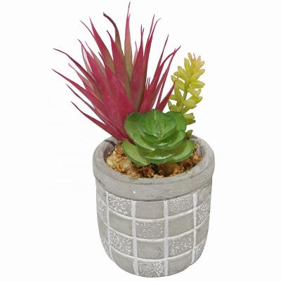 China Realistic Handcrafted Fake Plant Matched Succulents Mini Artificial Succulent with Ceramic Glass Stone Wood Metal Planter Plastic Pots for sale