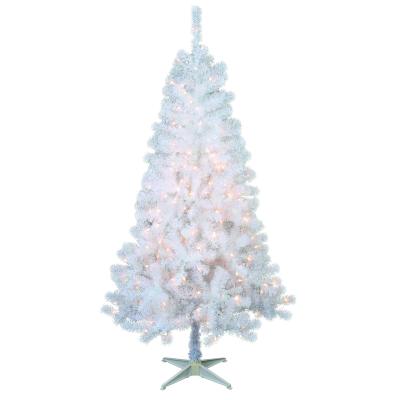 China Beautiful Selling Well 6 Feet (183cm) Dark White Stripe/Rainbow Color PVC Cheap Artificial Christmas Tree for sale