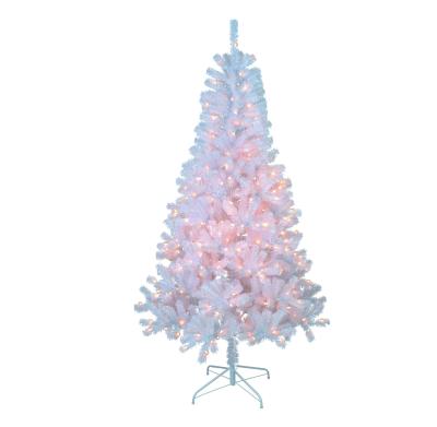 China Beautiful Noble White PVC Christmas Tree Hinge High Quality Material With Rainbow Color Artificial Christmas Tree for sale