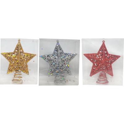 China Lovely Low Price Plastic Glitter Stars Mini Christmas Tree Top Hat Christmas Tree Ornaments for sale