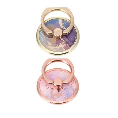 China 360 Degree Rotation Plated Marbling Mobile Phone Ring Holder Finger Bunker Ring Metal Cell Phone Flexible Holder Stand For Mobile Phone for sale