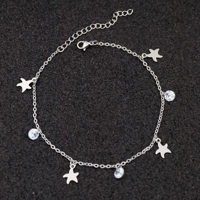 China Cute New Zircon Ball Stainless Steel Charm Anklet starfish dolphin anchor butterfly dragonfly peace lot style pick for sale