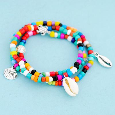 China BOHEMIA Rice Pearl Sea Turtle Shell Elasticity String Bohemian Multicolor Glass Chain For Necklaces Bracelet Anklet for sale