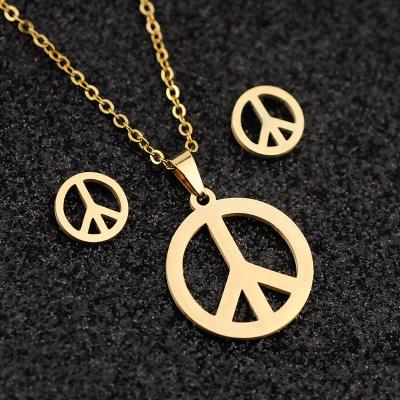 China Cute Butterfly Dog Bowtie Pineapple Vortex Peace Tree Vortex Dog Paw Dragonfly Stainless Steel Earrings Necklace Jewelry Set Gold Plated for sale