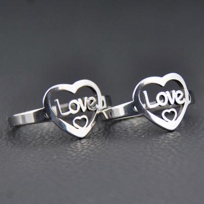 China Wholesale Fashion Cute Stainless Steel Heart Love Ring Hollow for sale