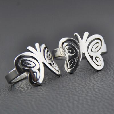 China Vintage Fashion Hollow Stainless Steel Butterfly Charm Ring Wholesale for sale