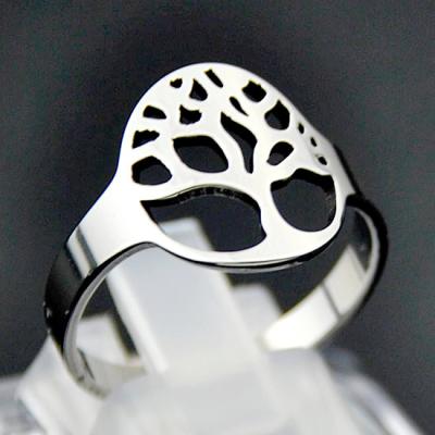 China Romantic Woman Charm Stainless Steel Hollow Tree Ring Wholesale for sale