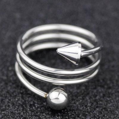 China New Design Unique Punk Arrow Line Three Layer Stainless Steel Ring for sale