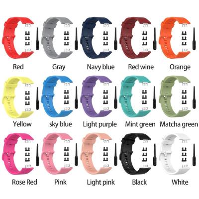 China Soft Silicone Strap Band Rubber Strap For Huawei Watch Fit TIA-B09/TIA-B19 Smart Watch Solid Color Strap With Stainless Steel Buckle for sale