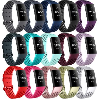 China Rubber Breathable Bands For Fitbit Charge 4 Smart Watch Strap Soft TPU Wrist Band Watch Strap For Fitbit Charge 3 Se Big Small for sale