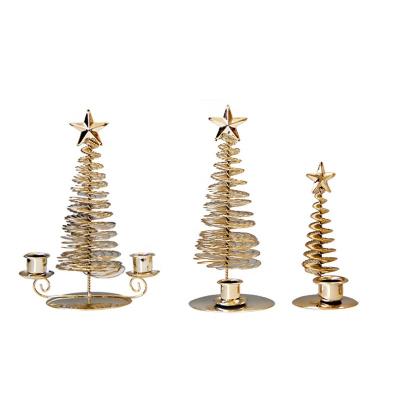 China Luxury Home Decoration Candle Holder Christmas Tree Wedding Stick Candlesticks Stand Gold Metal Other Candle Holder for sale