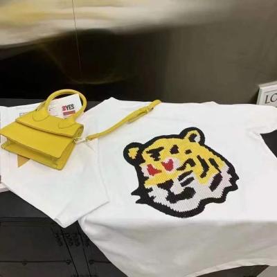 China 2022 new summer men's and women's short-sleeved main embroidery mid-long round neck T-shirt QUICK-DRY tiger style T-shirt for sale