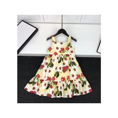 China high-end custom 2022 summer hot new girls' Anti-wrinkle spring and suspender print dress, fashion princess dress for sale