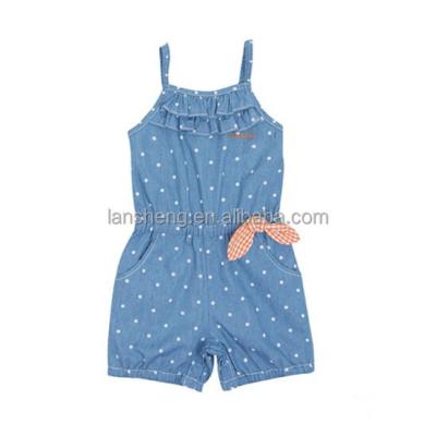 China Sleeveless One Piece Soft Denim Fabric For Girls Jumpsuits Kids Toddler for sale