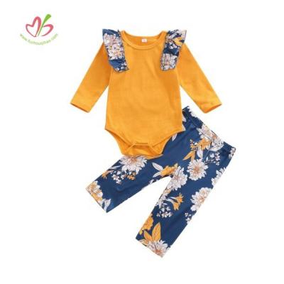 China Anti-Shrink Newborn Baby Clothes Outfits Infant Floral Romper Pants Cute Toddler Baby Clothes Boutique Baby Set Sets for sale