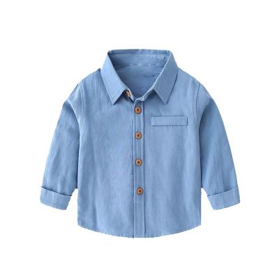 China Autumn Baby Clothes Shirts Boys Girls Long Sleeve Anti-wrinkle Turn-down Collar Solid Button Outwear Lightly Baby Tops for sale