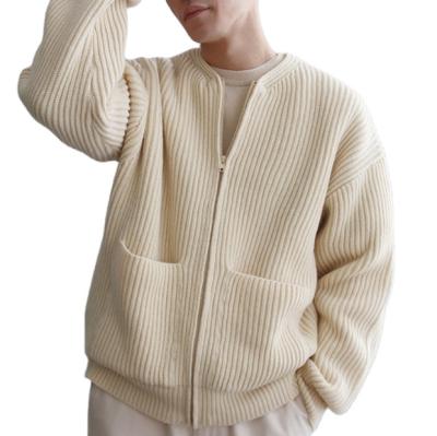 China New Fashion Hot Selling Breathable Knit Winter Full Zipper Long Sleeve Cardigan Sweater For Men for sale