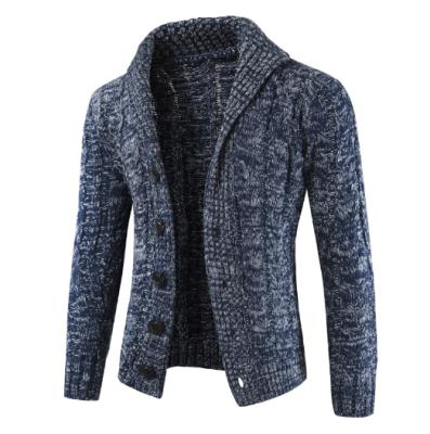 China Breathable Long Sleeve Shawl Neck Heavy Buttons Knitted Thick Top Mens Cardigan for sale