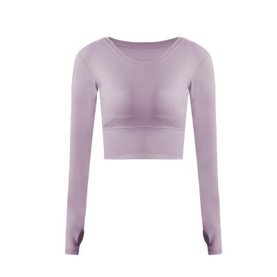 China 2021 breathable autumn and winter fitness new tops women's sports quick-drying long-sleeved yoga tight-fitting clothes for sale