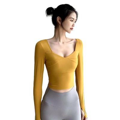 China 2021 breathable autumn and new winter sports jacket thin diet yoga wear women's fitness long-sleeved top for sale