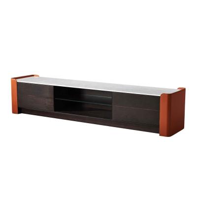 China Luxury Home Marble Storage Furniture Saddle Leather TV Cabinet Coffee Table for sale