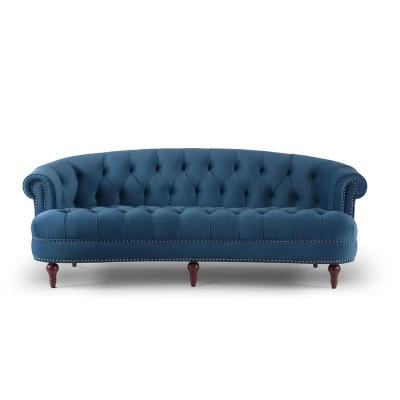 China New Classic Traction Button Tufted Fabric Luxury Bow Shape Sofa Three Seater American Light Couch for sale